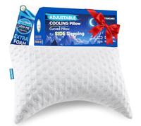 Side Sleeper Pillows for Neck & Shoulder Comfort - Ergonomic Curved Crescent Design, Adjustable Shredded Memory Foam, Cooling & Soft Cover, Extra Fill Included, Standard Size, Valentine's Day Gifts