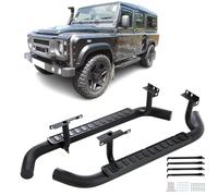 Side Steps Running Boards, For Land Rover Defender 90 2003+, 2 Piece Kit, Left and Right, Aluminium, All Black, Rectangular, Fixed, With Fitting Kit/Step Board Accessories