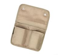 Side Storage Bag for Folding Camping Chairs Featuring Double Layer Pockets Mesh Dividers and Key Ring for Organized Gear (Yellow)