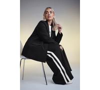 Yours Curve Side Stripe Wide Leg Joggers - Women's - Plus Size Curve Black