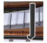 Side Support for Tempered Glass Railing, Side Mount Corner Middle End Post Glass Railing Balustrade Column Bracket for Balcony Stair Deck, Interior Exterior Black Glass Clamps(Middle Post,85cm/33.5in)