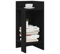 Side Table 25.5x27x60cm Black Engineered Wood 2-Shelf Minimalist Corner Compact