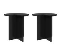 Side Table 2pcs Black Oak Ø39 x38cm Engineered Wood Minimalist Compact for home