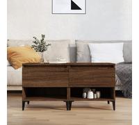 Side Table 2pcs Brown Oak Engineered Wood Metal Legs 50x46x50 cm with Drawer Set