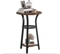 Homcom 3-Tier Small End Table Industrial 38 Cm Round Side Table Rustic Brown