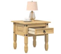 Side table 50x50x50 cm Solid pine wood Honey finish Drawer Metal knob