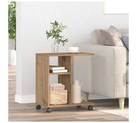 vidaXL Side Table - Compact Oak End Table with Shelves, Portable & Durable for Living Room, Engineered Wood/Metal
