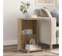 Side Table Artisan Oak Engineered Wood 40 x 35 x 60 cm on Wheels Portable Design