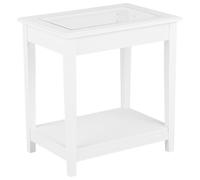 Beliani End Table With Glass Top White Attu, White