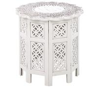 Beliani Side Table BADHI Mango Wood White, White