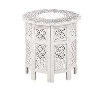 Beliani Side Table BADHI Mango Wood White, White