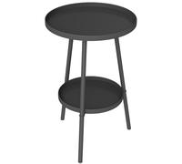 Side Table Black Metal Ø32x51cm Two-Tier Compact Indoor Outdoor Balcony Patio XL