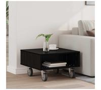 Side Table Black Oak, 50.5x50x30cm Engineered Wood Mobile with Lockable Wheels.