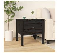 Side Table Black Solid Pine Wood 50x50x49 cm Compact Drawer Bedside Rustic Mini