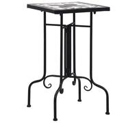 Side Table Black Terracotta 35x35x56cm Iron Frame Ceramic Mosaic Top Outdoor New