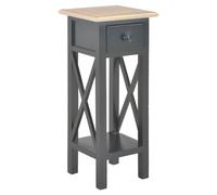 Side Table Brown Black Pinewood MDF 27x27x65.5 cm Drawer Storage for Living Room