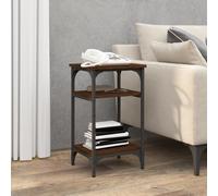 Side Table Brown Oak 35x30x60cm Engineered Wood Top Steel Frame Adjustable Legs
