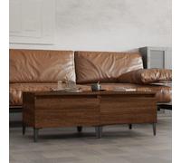 Side Table Brown Oak 50x46x35cm Engineered Wood & Metal Industrial Pair +Drawer