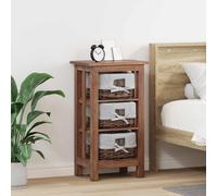 Side Table Brown Solid Mahogany 38 x 28 x 72 cm Rustic Shelf Indoor Living Room