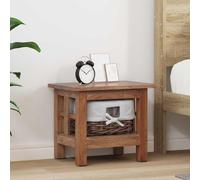 Side Table Brown Solid Mahogany 38x28x35 cm 1 Shelf Rustic Nightstand Up to 75kg