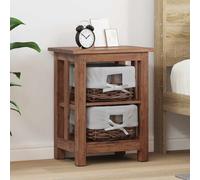 Side Table Brown Solid Mahogany 38x28x50cm 1 Shelf Rustic Sturdy Indoor Accent.