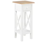 Side Table Brown & White 27x27x65.5cm MDF Pinewood Small Drawer Nightstand with