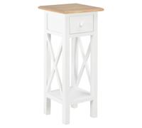Side Table Brown & White MDF Pinewood 27x27x65.5cm Drawer Storage Hallway Decor
