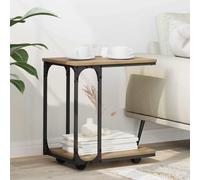 Side table C-shape Artisan oak 50x35x55.5cm Engineered wood with wheels lockable