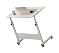 Side Table, C Shape Metal Frame Liftable Bedside Table Laptop Table Overbed Table for Home Sofa (Wood Color)