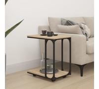 Side Table C-Shape Sonoma Oak Engineered Wood 50x35x55.5cm Metal Frame Wheels UK