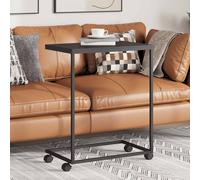 Side Table C-Shaped Black 55x35x70cm Engineered Wood Top Iron Frame for Sofa/Bed