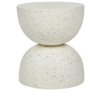 Beliani Accent Side Table Off-white Terazzo Effect Caoria, White