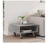 Side Table Concrete Grey Engineered Wood 50.5x50x30cm Mobile with Wheels Lock