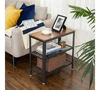 Side Table, Console Table, 2 Shelves Mesh Shelves, For Hallway, Living Room, Bedroom, Office, Rustic Brown