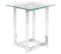 Side Table CRYSTAL Tempered Glass Silver