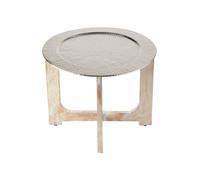 Side Table Decor Living Accessory Silver Aluminium 47 cm Handmade Oriental Bad
