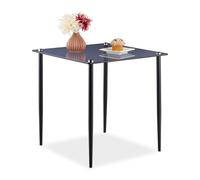 Side Table Decoration Black Metal Square Sofa Couch Night Stand Bed Glass