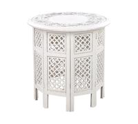 Beliani Side Table ELARA Mango Wood White, White