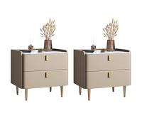 Side Table ("en":"Nightstand, Modern Bedside Table End Table with Drawer, Stone Bed Nightstand Classic Glam Bedside Cabinet Furniture with wood Frame for Bedroom, champagne 2 Piece Set 20" L