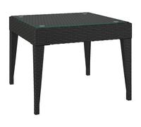 Side Table End Table Side Coffee Table Poly Rattan and Tempered Glass vidaXL