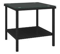 Vidaxl Side Table Black 45X45X45 Cm Poly Rattan And Tempered Glass