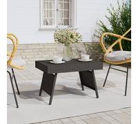Side Table Foldable Black PE Rattan 60x40x38 cm Powder Coated Steel Frame Indoor