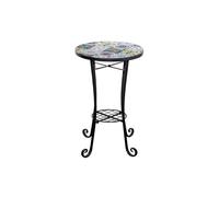 Shatchi 35cm Mosaic Plant Stand and Side Table with Ceramic Tile Top for Indoor and Outdoor Use - 38.5 x 44 x 68