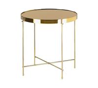 Beliani Side Table Lucea Tempered Glass Gold