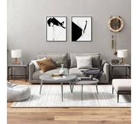 Side Table Grey Sonoma 40x40x35 cm Engineered Wood & Steel Small Pair Set of 2