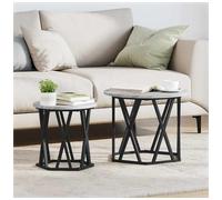 vidaXL Side Table 2 pcs Grey Sonoma Engineered Wood and Steel