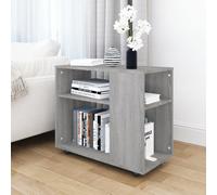 Side Table Grey Sonoma 70x35x55cm Engineered Wood 2-Tier Wheels Storage Unit Eco