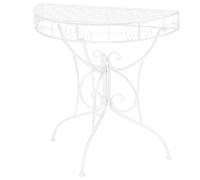 Side Table Half-Round Silver Metal Vintage Console 72x36x74 cm Decorative Ornate