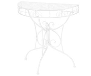 Side Table Half-Round Silver Metal Vintage Console 72x36x74 cm Decorative Ornate
