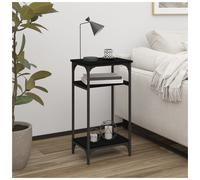 Side Table Industrial Black 40x30x75cm Engineered Wood & Steel 2-Tier End Shelf